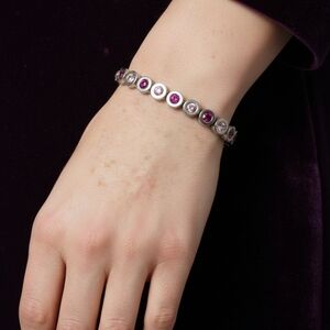 Elegant Silver and Pink Gemstone Bracelet